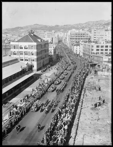 Image: Michael Joseph Savage's funeral procession, Waterloo Quay, Wellington
