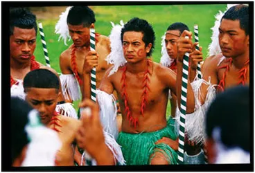 Image: Aorere College Tongan dance group waiting, Polyfest, Auckland, New Zealand