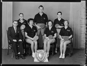 Image: Wellington Society for the Deaf table tennis team with shield