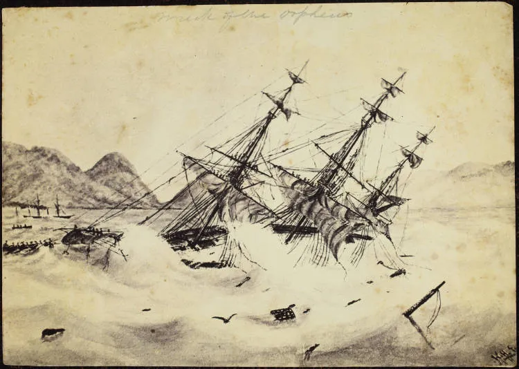Wreck of the Orpheus, 1863