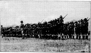 Image: j "Evening Post" Photo. RONGOTAI COLLEGE CADETS ON PARADE.—Lads attending Rongotai College have had a week of barracks" for instruction in military evolutions. Today is being spent in battle practice, during tvhich they can utdiseHhe information they have absorbed during the week The photograph shows the cadets paraded for inspection. (Evening Post, 24 February 1933)