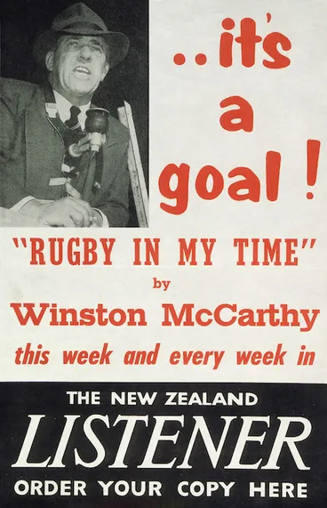Image: New Zealand Listener : .. it's a goal! "Rugby in my time" by Winston McCarthy, this week and every week in the New Zealand Listener. Order your copy here. [1958].