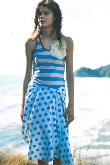 Image: Striped singlet top wrap skirt