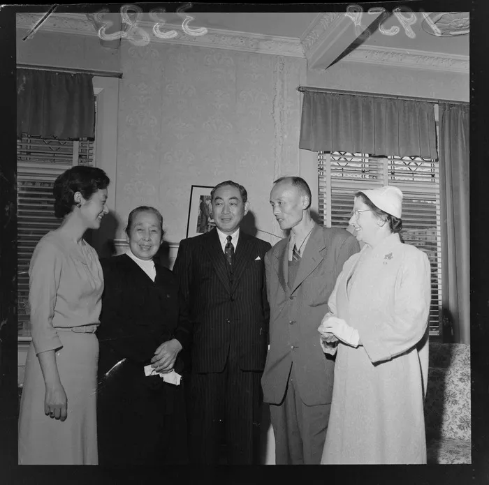 Unidentified Japanese Temperance Leaders who are visiting for a conference with an unidentified local woman