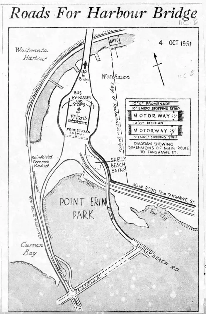 Auckland Harbour Bridge approach roads plans, 1951