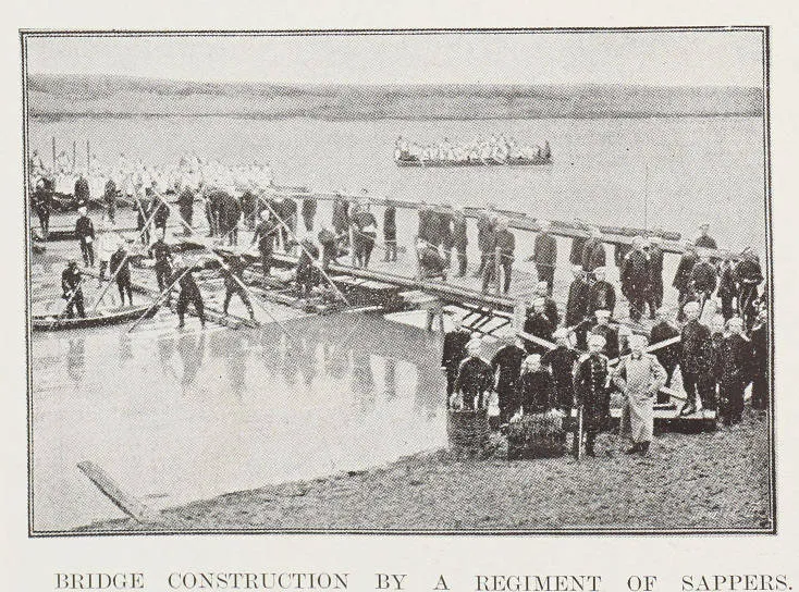 Bridge construction by a regiment of sappers