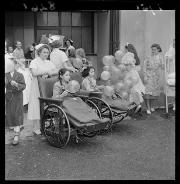 Image: Children in hospital being visited by Santa Claus