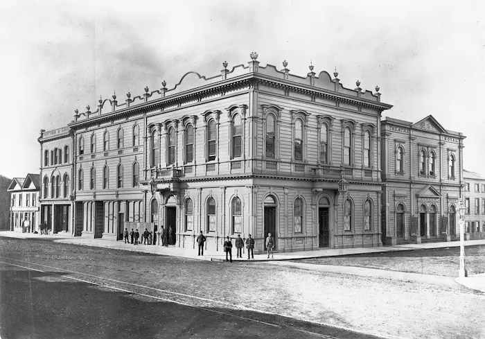 Bragge, James, 1833-1908 :Corner of Johnston Street, and Lambton Quay, Wellington