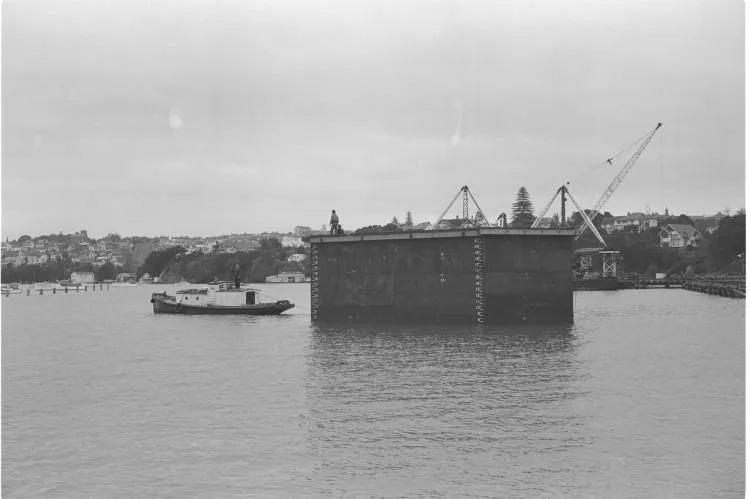 Construction of the Auckland Harbour Bridge, 1956