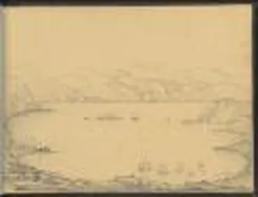 Image: Port Nicholson from the height above Wellington, New Zealand, 14 January 1851 [picture] /