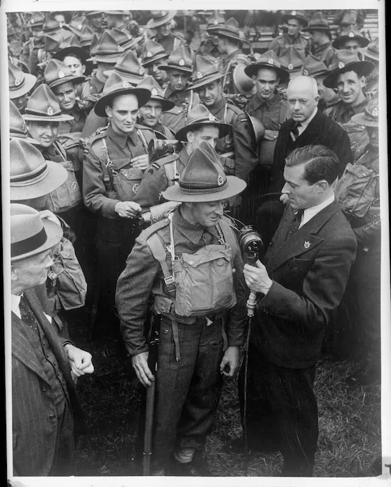 Members of NZ Forestry Unit broadcasting messages to NZ