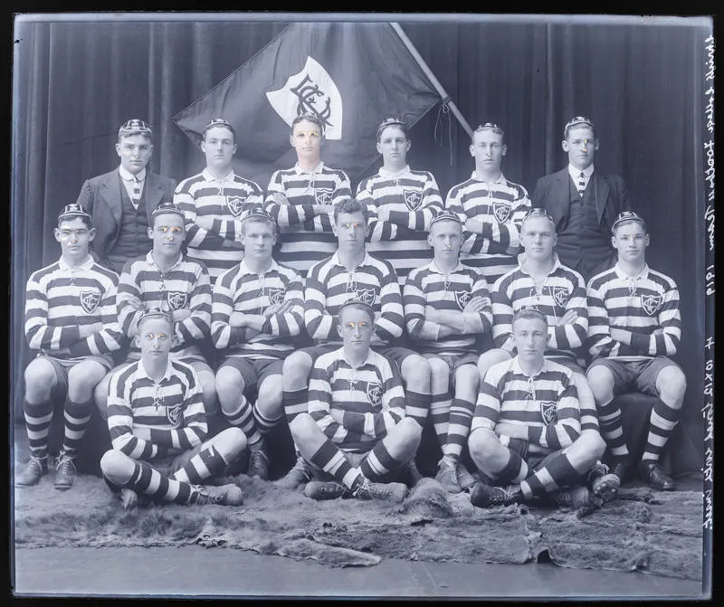 Glass Plate Negative: Christ's College, Football Team, 1919