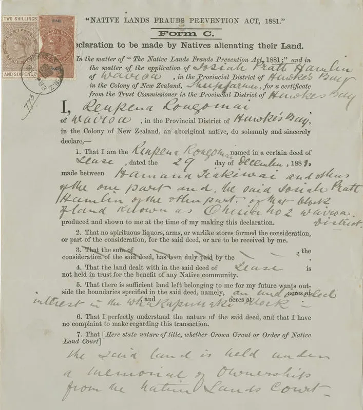 Three leases, Ohuia number 2 land block