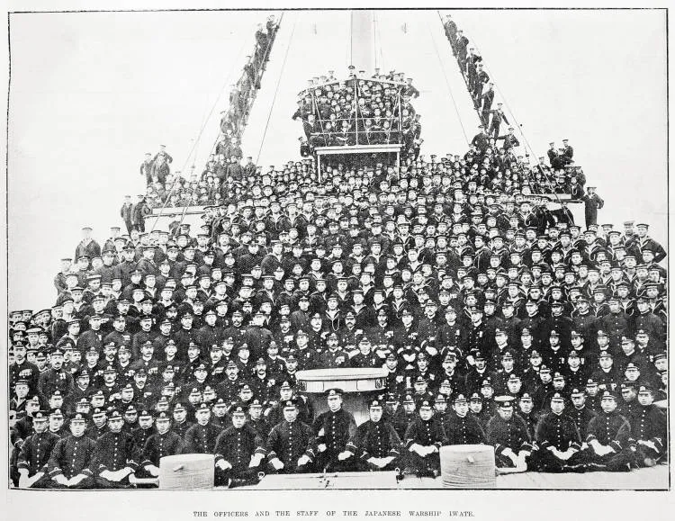 The officers and the staff of the Japanese warship Iwate