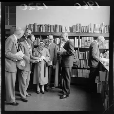 Image: Mr Kitto and unidentified Wellington City councillors at the Public Libary