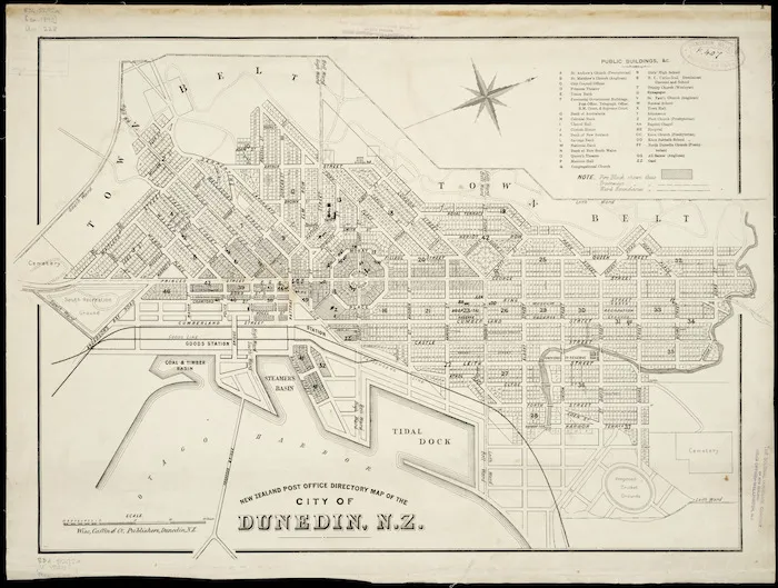 New Zealand Post Office directory map of the city of Dunedin, N.Z. / drawn & compiled by F.H. Tronson.