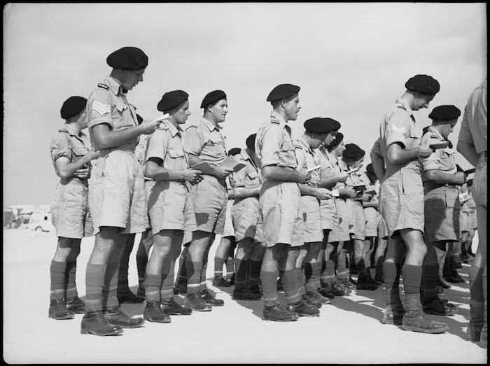 Members of Divisional Cavalry singing on church parade at Maadi, World War II - Photograph taken by G Kaye