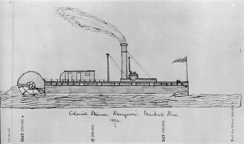Paddlesteamer Rangiriri - sketch by Simpson