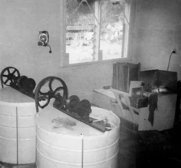 Image: Inside Field's Apiaries honey house, 1967 Foxton