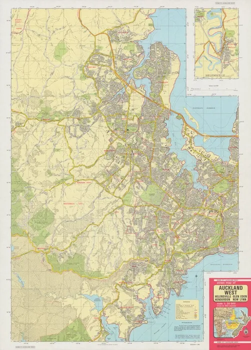 Street map of Auckland west, Helensville, Glen Eden, Henderson, New Lynn