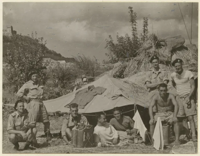 New Zealand Divisional Cavalry camped near the castle of Gradara, Italy - Photograph taken by George Kaye