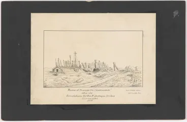 Image: Ruins of Ihaia's Pa "Ikamoana" after its demolition by the Puketapu tribes from Taranaki