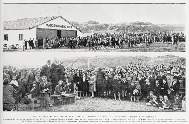 The advance of aviation in New Zealand: airport at Wanganui officially opened last Saturday
