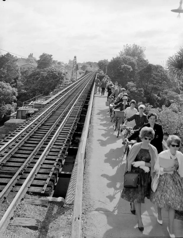Walking across the Railway Bridge
