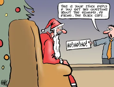 Image: "This is your stock reply if you get any questions about the economy, V8 racing, the Black Caps..." 20 December 2010