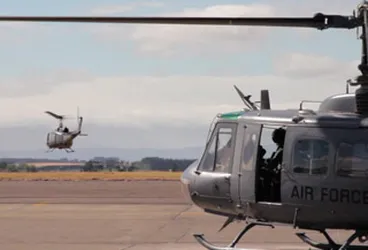 Image: No. 3 Squadron Iroquois helicopters support the operations after the Christchurch earthquake
