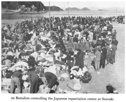 22 Battalion controlling the Japanese repatriation centre at Senzaki