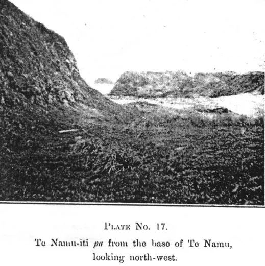 Plate no. 17. — Te Namu-iti pa from the base of Te Namu, looking north-west