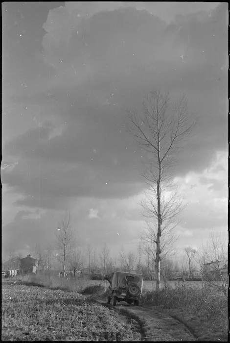View showing type of country in Volturno Valley where NZ Division located, Italy, World War II - Photograph taken by George Kaye