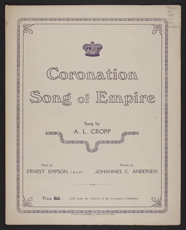Image: Song of Empire / music by Ernest Empson ; words by Johannes C. Andersen.