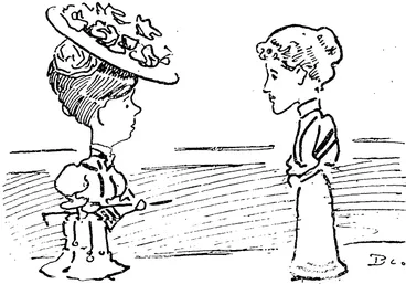 Image: KNEW HMR MEDIOCRITY.  " What wages do you pay, mum?"  " I'm willing to pay you whatever you are worth."  " / never worked for as little as that, mum. Good-day to you." (Observer, 13 October 1906)