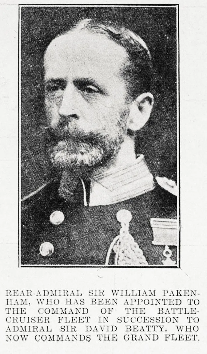 Rear-Admiral Sir William Pakenham, who has been appointed to the command of the Battle Cruiser Fleet in succession to Admiral Sir David Beatty. who now commands the Grand Fleet