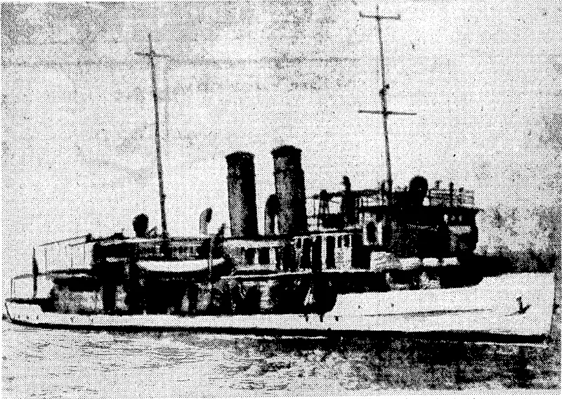 The United: States gunboat Panay, the sinking of which in the Yangtze-kiang by■ Japanese bombing aeroplanes has. created an international'crisis. Three American oil tankers were also sunk. (Evening Post, 16 December 1937)