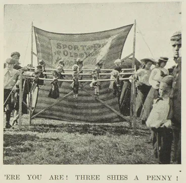 Image: Ere you are three shies a penny