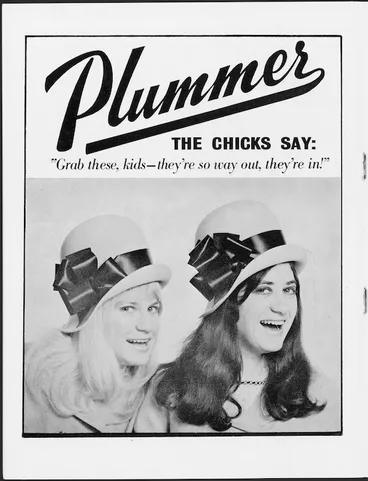 Image: Plummer (Firm): Plummer. The Chicks say, "Grab these, kids - they're so way out, they're in!" [1968]