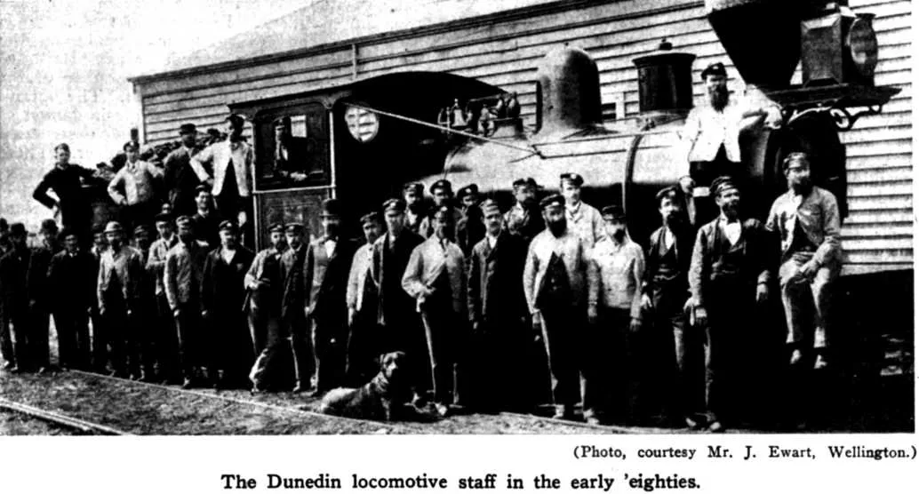(Photo, courtesy Mr. J. Ewart, Wellington.) The Dunedin locomotive staff in the early ‘eighties