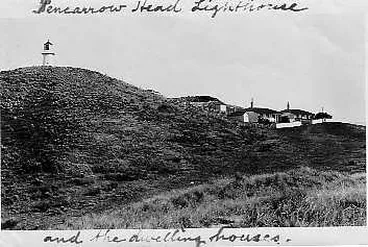 Photograph: Pencarrow Lighthouse and houses Image: Photograph: Pencarrow Lighthouse and houses