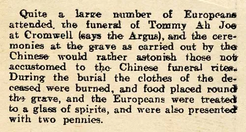 Early Chinese funeral, Cromwell