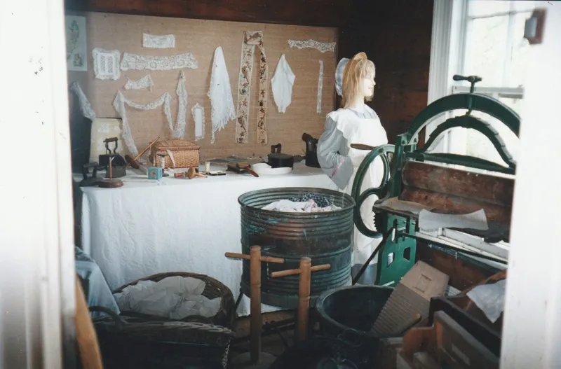 A sewing and washing display in the front room of Johnson's cottage in Howick Historical Village.