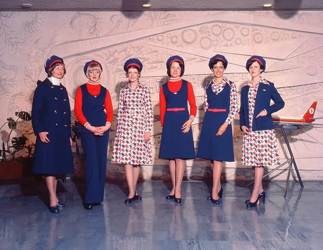 Air Hostess Uniform 1975 Red and Blue 002