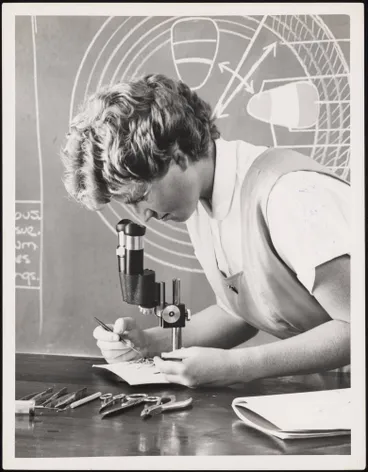 Image: Student and weta, Selwyn College, Kohimarama, 1959