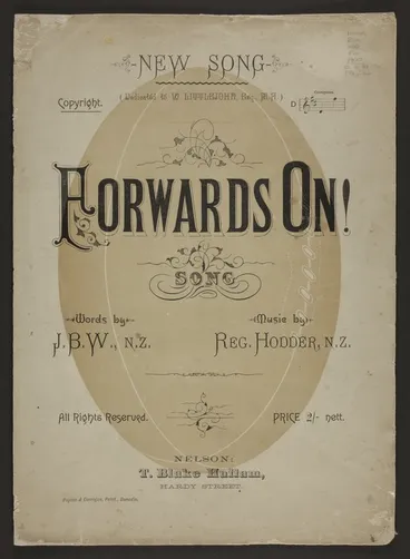 Image: Forwards on! : song  / composed by Reg. Hodder ; written by J.B.W.