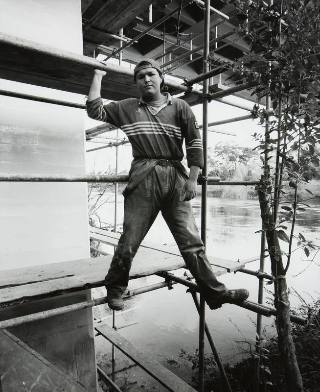 Andrew, contract worker, repairing undercarriage of the Fairfield Bridge, Hamilton