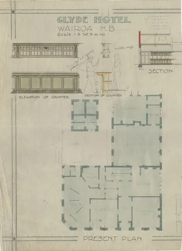 Image: Architectural plan, Clyde Hotel, Wairoa