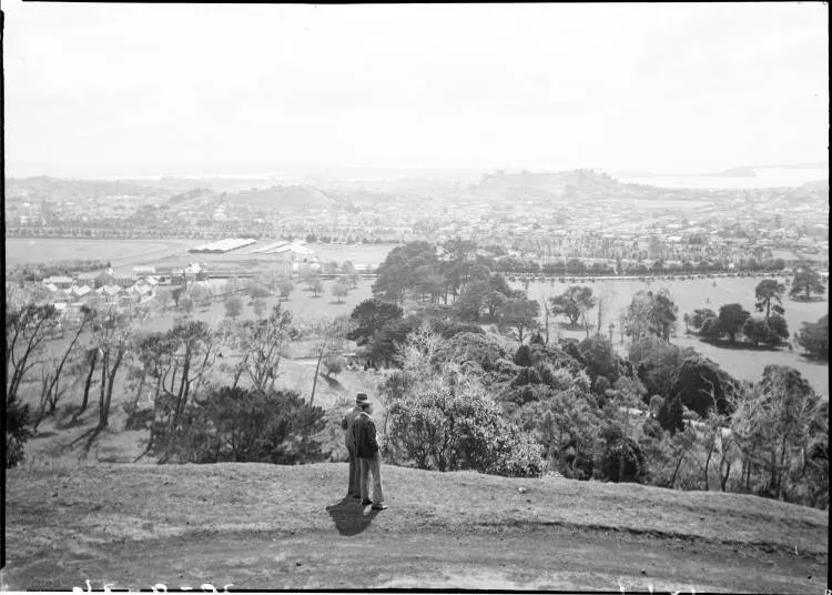 Cornwall Park and Mount Hobson from One Tree Hill, 1936