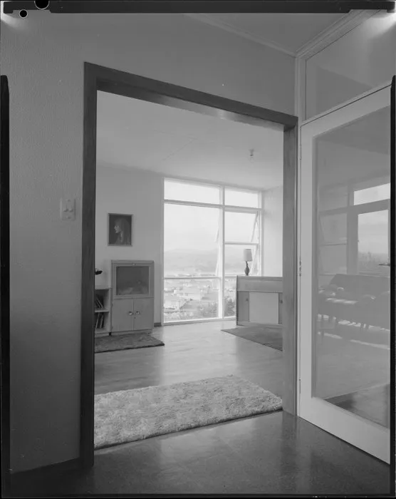 Dining room interior, Shuker house, Titahi Bay, Porirua